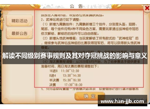 解读不同级别赛事规则及其对夺冠挑战的影响与意义